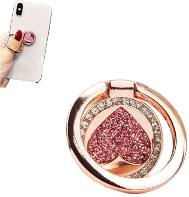 Leeneen Shining Love Phone Ring Cell Phone Ring Holder 360 Degree Rotation Phone Ring Holder Transparent Finger Ring Stand Kickstand Compatible Most of Smartphones (red)