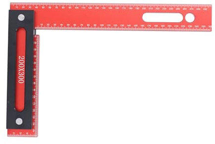 DUIMIMI Escuadra de aluminio para enmarcar con tope, 300x200mm, escuadra en forma de L para medir ángulos rectos con precisión, regla ligera y precisa para trabajar la madera