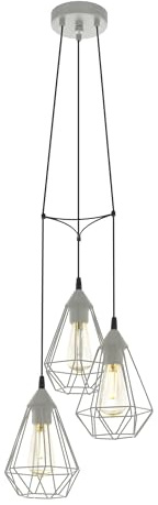 EGLO Cluster Hängelampe Tarbes, 3-flammige Pendelleuchte über Esstisch | Deckenlampe hängend aus Metall in Grau, Esszimmerlampe mit E27 Fassung, Ø 31 cm
