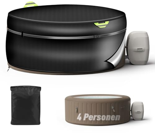 Gemsaya Housse de protection ronde pour jacuzzi 220 × 72 cm, 4 personnes, Oxford 420D, protection thermique de rechange, résistante aux UV et imperméable pour spa extérieur