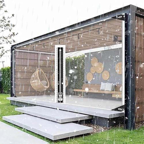 Tende Per Eventi e Tendoni Con Cerniera,Pannelli Laterali in Telone Trasparente,Tende Teloni Impermeabili Trasparenti Per Gazebo,Telo in Plastica Pvc Da 0,5mm Con Occhielli