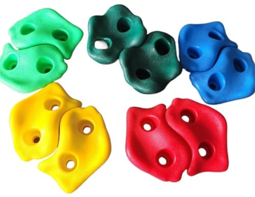 Presas de Escalada Juego de 10 Piezas de muros de Escalada de plástico for Juegos de Pared de Madera, Juego de Piedras de Escalada for Interiores y Exteriores, Muro de Piedra de Roca DIY.