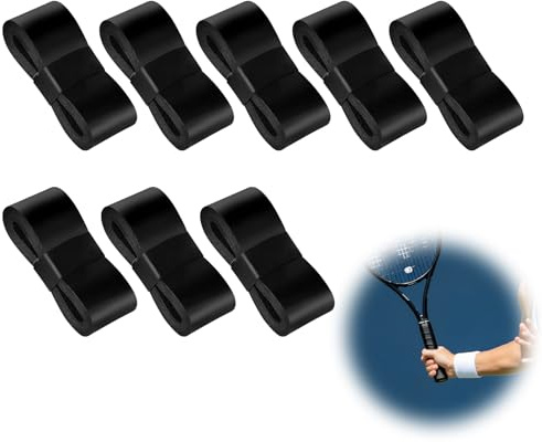 BosuLai 8 Pièces Ruban de Raquette Grips, Grip de Tennis, Surgrips Antidérapants et Absorbants, Ruban Grip pour Raquette de Qualité Supérieure pour Tennis Raquette de Badminton Squash (Noir)