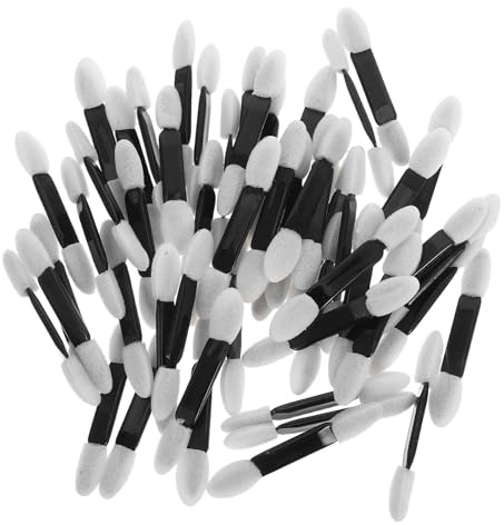 GANAZONO 50pcs Disposable Double Ended Eyeshadow Brushes Soft Sponge Tip Eye Shadow Applicators for Makeup Portable Cosmetic Eyeshadow Brush Kit
