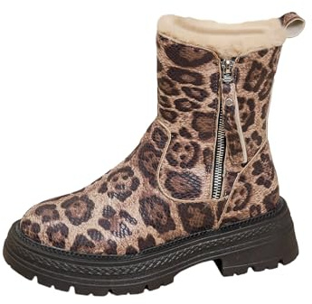 Generisch Botas de invierno para mujer con forro polar para frío extremo, cómodas botas de tobillo térmicas con suela de tracción acolchada, aislamiento cálido, marrón, 36 EU