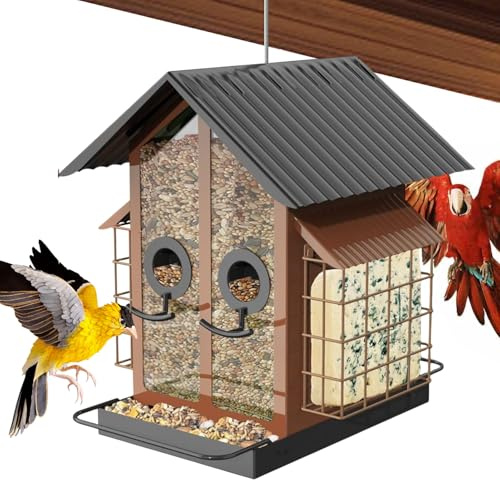 Vhjlfig para Pájaros con Casa,Suministros para Aves A Prueba De Ardillas Y Resistentes Al Clima,para Aves De Exterior | para Jardín Patio Balcón Terraza Porche Árbol Valla Ventana Observación En El