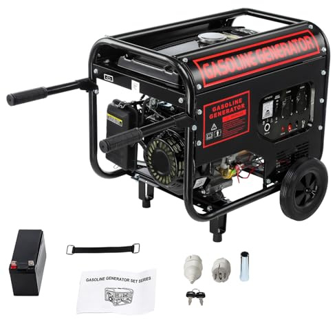 5000W Stromgenerator Benzin Stromerzeuger 4-Takt Benzin Motor mit 12PS | E-Start | 2x 230V, 1x 12V Anschluss | AVR-Technologie, 230V Generator für Haus,Garage oder Werkstatt