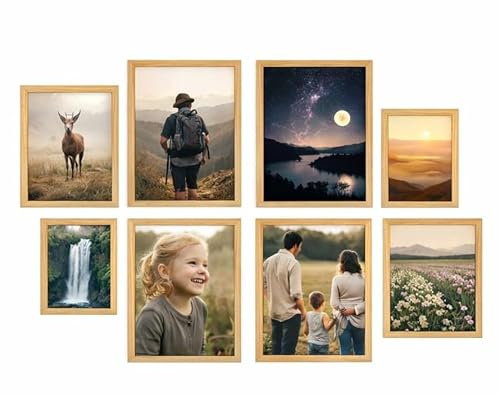 Set of 8 Wooden Picture Frames – Gallery Wall Multipack Photo Frame Set (8×10, 5×7, 4×6) | Wall Mount Display for Living Room, Bedroom, Office & Home Décor | By Best House