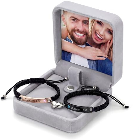 Fanery Sue Partnerarmbänder Mit Gravur,Armband Herren Personalisiert Frauen Armbänder Mit Individueller Wunschgravur,Personalisierbare Freundschaftsarmband Geschenk für Jeden Anlass