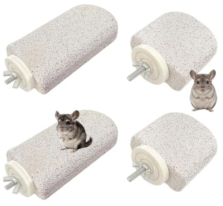 4 PCS Chinchilla Lava Ledge, Ice Cream Shaped Pumice Climbing Platform Pumice Stone for Gerbil Hamster Lava Block for Squirrels Guinea Pigs Hamsters Gerbils