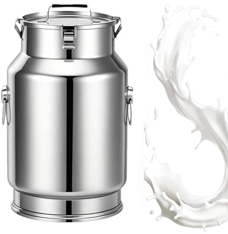 lechera acero inoxidable 2.5/5/10/15/20/25/30 litros Cubo para Transportar Leche, para almacenar líquidos y sólidos,A-30L