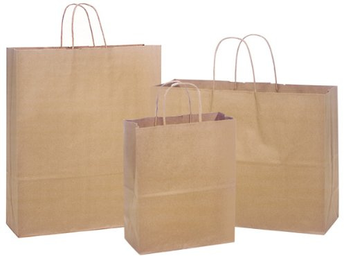 NATURAL KRAFT 300 Bag ASSORTMENTKraft Paper Shopping Bags 1 unit, 300 pack per unit.