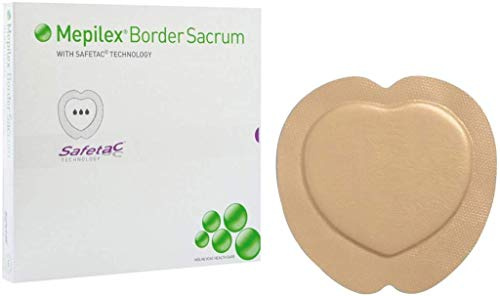 Mepilex Border 282500 Schaumstoff-Silikonverband inklusive Bordüre, 15 x 15 cm, Kreuzbein (5 Stück)