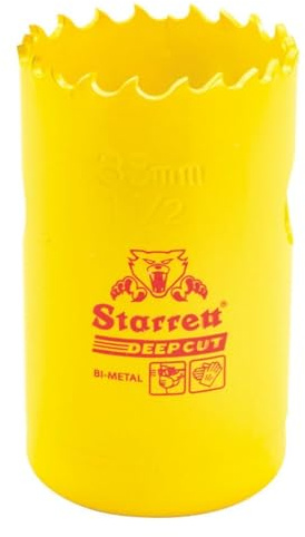 Starrett Bi-Metal Deep Cut Hole Saw with Abrasion Resistant HSS Teeth - Ideal for Cutting Metal, Steel, and Wood - 1-1/2 (25mm) Diameter, 2 Depth - DCH0112-G