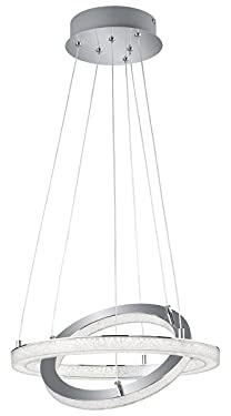 Reality Leuchten R32202100 Chalet A+, LED Pendelleuchte, Metall, 32 watts, Integriert, Chrom, 40 x 40 x 150 cm