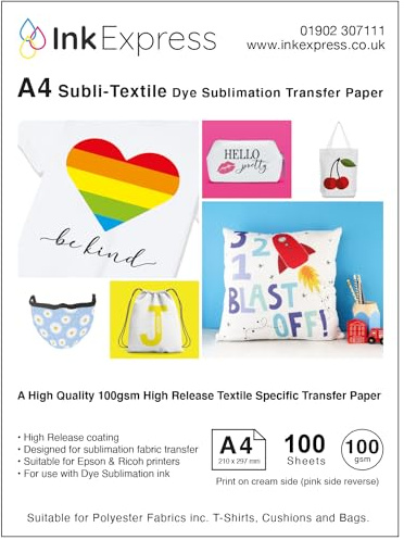 Ink Express Subli Textile Paquet de papier de sublimation 120 g/m² a4