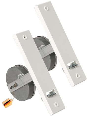 Rollwin Lot de 2 enrouleurs de sangle encastrés - Espacement des trous : 185 mm - Fabriqué en Allemagne - Avec cache enrouleur de sangle blanc - Sans sangle - Convient pour sangle de volet roulant de