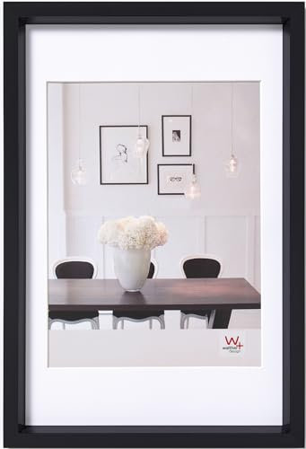 walther design Marco de fotos negro 30 x 45 cm con passepartout, Marco de plástico Steel Style ES045B