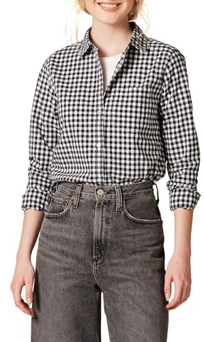 Amazon Essentials Femme Chemise Boutonnée en Popeline à Manches Longues, Coupe Classique