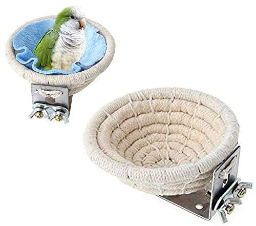 MEISO Brutnest aus Baumwollseil für Vögel, Bett für Wellensittiche, Sittiche, Nymphensittiche, Kanarienvögel, Finken, Rosenköpfchen, kleine Papageien, Nistkasten