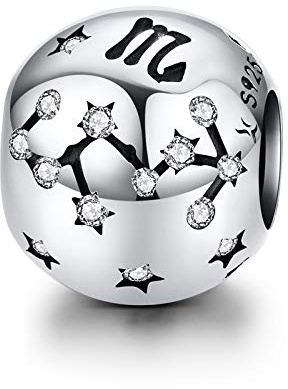 La Menars Zodiac Star Sign 925 Sterling Silver Bead Charm for Women Fits European Charm Bracelets & Necklaces