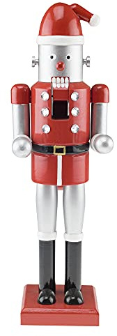 Clever Creations Roboter Santa 35,6 cm Traditioneller Nussknacker aus Holz, Festliche Weihnachtsdekoration für Regale und Tische