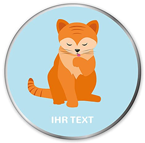 STEMPEL-FABRIK – personalisierte Metalldose (15 x 5 cm | Katze) rund mit Namen – bedruckte Geschenkdose für Kinder – Keksdose mit Tiermotiv – Vorratsdose für Kekse, Plätzchen, Kaffee, Tee uvm.
