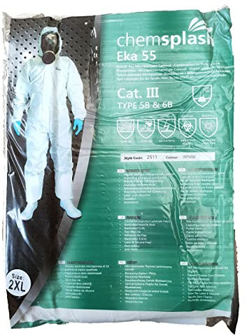 Chemsplash Disposable Coverall Eka 55 Cat III Type 5B & 6B (1, Medium)