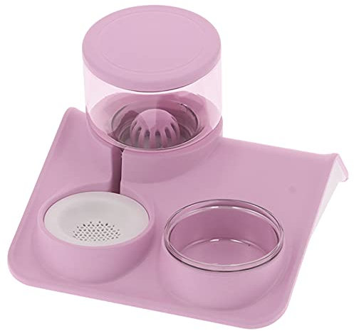 Lot de 2 gamelles double pour chien et chat, 1,8 L, distributeur d'eau automatique amovible, pour animaux domestiques, pour chat et petit chien (rose)