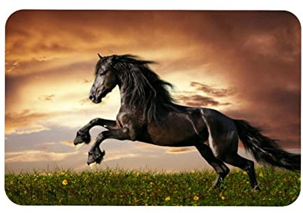 Multifunktionale Schreibtischunterlage, 45,7 x 71,1 cm, schwarzes friesisches Pferd Gallop Doppelnutz-Schreibunterlage für Büro/Zuhause