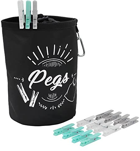 JVL Large Peg Bag with 200 Strong Hold Pegs, Aqua (08-040-250)