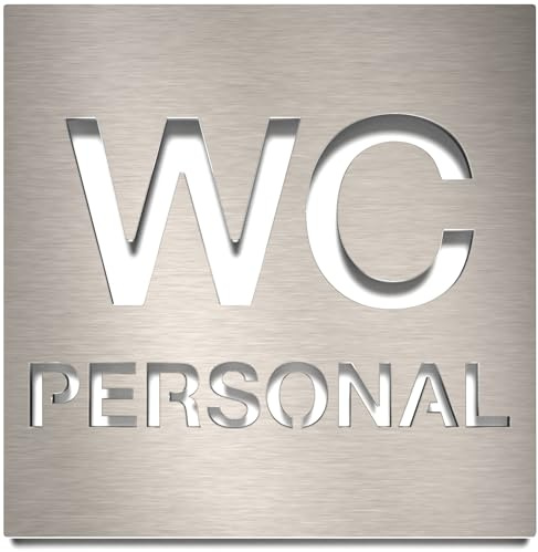 Edelstahl WC-Schild Personal - selbstklebend & pflegeleicht - Design Toiletten-Schild W-13-E
