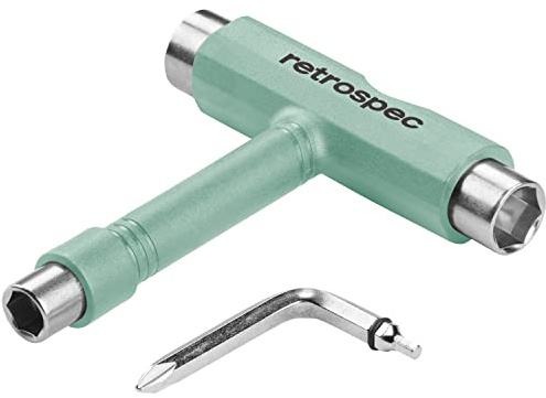 Retrospec Upkeep Skateboard Multi-Tool with Allen Wrench & Phillips Head Screwdriver - Compact Maintenance Kit for Skateboards & Roller Skates - Adjusts Wheels & Trucks