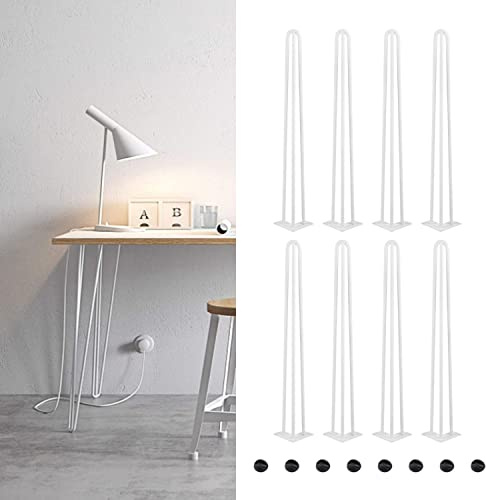 ShiShi Set mit 4 Hairpin-Beinen, Tischbein aus Haarnadel, Füße Höhe 71 cm, Füße aus Stahl, skandinavische Möbelfüße, weiß B