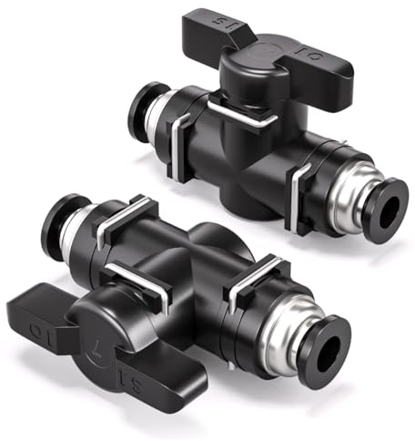 Bwintech 2 Stück 12mm Pneumatik-Kugelhahn Push-to-Connect Verschraubungen BUC Luftdurchfluss-Regelventil mit geradem Schnellanschluss für Luftschlauchverschraubungen