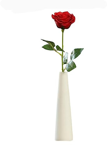 Vaso da fiori alto conico in ceramica bianca piccolo vaso per boccioli singolo vaso floreale decorativo per decorazioni domestiche centrotavola organizzazione bouquet