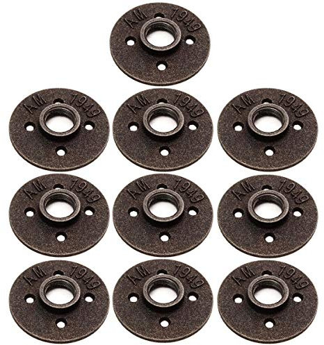 10 stücke 3/4 Zoll Schwarz Temperguss Boden Flansch Fitting Rohr NPT Antike Wand Flansch Sitz