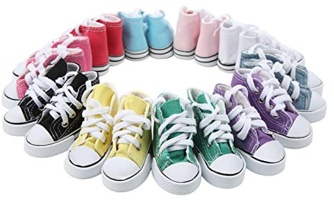 1/3 Puppen-Leinwandschuhe, 7,6 Cm Lang, Kunststoff-Gummi-Leinen-Plimsolls, Puppenschuhe, Espadrilles, Salon, Sortiert, 1 3 Farben, 10 Paar