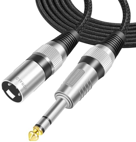 VOHALO XLR kontakt till 6,3 mm TRS-kontakt kabel stereo mikrofonkabel symmetrisk signal anslutningskabel svart (2 m)