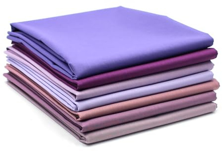 VmG-Store Baumwollstoff Set 148cm Breite 100% Baumwolle 3,5m Stoffpaket Patchwork Nähen DIY Meterware Farbset Stoffe für Kleidung Deko Basteln (7, Lilatöne)