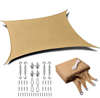 Sun Shade Sail, Rectangle Awning with Stainless Steel Hardware, 95% UV Block Canopy, Perfect for Outdoor (5x5m)