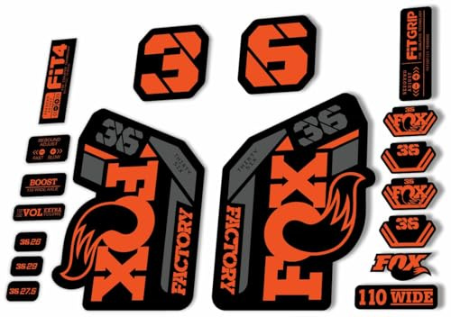 Gabel-Ersatzaufkleber, kompatibel mit Fox 36 Serie 2021, Orange / Grau (matt)
