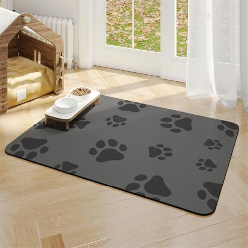 SaugfäHige Napfunterlage FüR Hunde Und Katze Futtermatten Katzennapf Unterlage Futtermatte Katzen Anti-Rutsch Wasserfest Und Leicht Zu Reinigen Waschbare Unterlage Mit Motiv (50x70cm,Farbe 3)