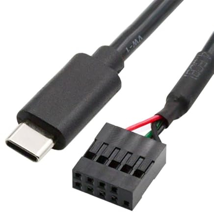 cablecc Cabezal de placa base USB 2.0 de 9 pines de 10 pines a cable USB-C tipo C para cámara de panel de sensor de monitor mini 50 cm