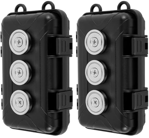 Foppla 1Pc/2Pcs Magnetic Key Holder Under Car Hide Key Box with Strong Magnet Waterproof Magnetic Key Hider Multifunctional Magnetic Key Case Safe Magnetic Box for Spare Key GPS Locator(Two Pack)