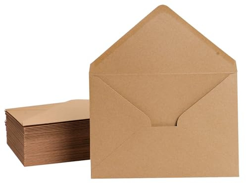 30 Stück Kraftpapier Umschläge B6, 125 x 175mm Kraftpapier Umschläge, Kuvert Briefkuvert Briefhülle mit Nassklebung für Grußkarten Einladungen Geburtstagskarten