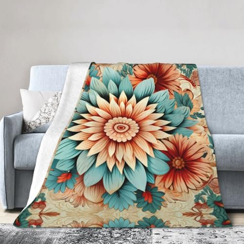 WZYWHJ Decken 127 x 101,6 cm – leichte, strapazierfähige und kompakte Anti-Falten-Decke für Bett, Sofa, Camping, Kino und Reisen, Dahlie-Bild