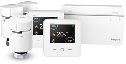 Drayton Wiser Smart Thermostat Heating Kit with 3 x TRV - Heating & Hot Water Control for Combi/Boiler From Anywhere, White