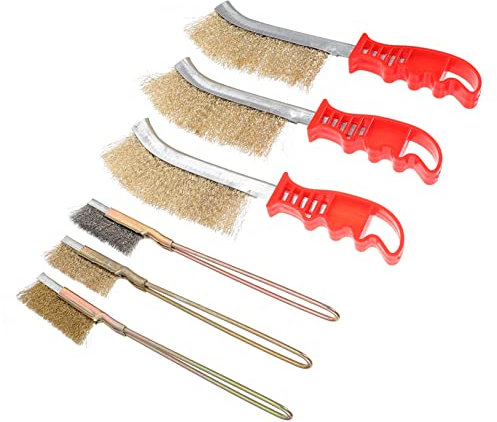 OKUMEYR Lot De 6 Brosses Métalliques Pour Nettoyage De Voiture Avec Manche Rainuré Antirouille Anti-rayures