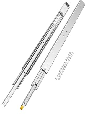 VEVOR Glissière de tiroir à extension complète, 1 paire, coulisse de tiroir verrouillable, 1221 mm, capacité de charge 226,8 kg, rail coulissant à montage latéral avec roulement à billes et verrou